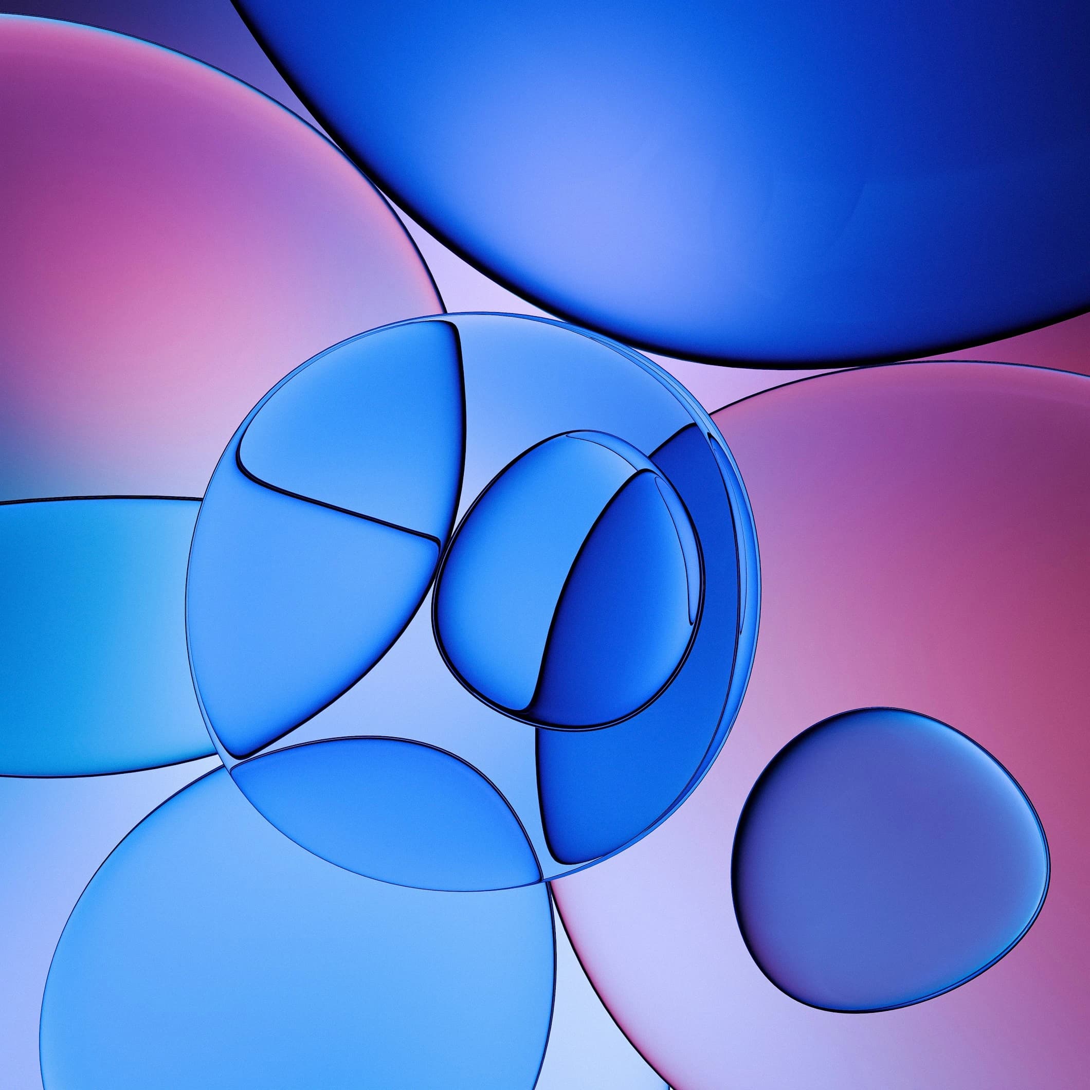 Abstract glossy blue and purple spheres